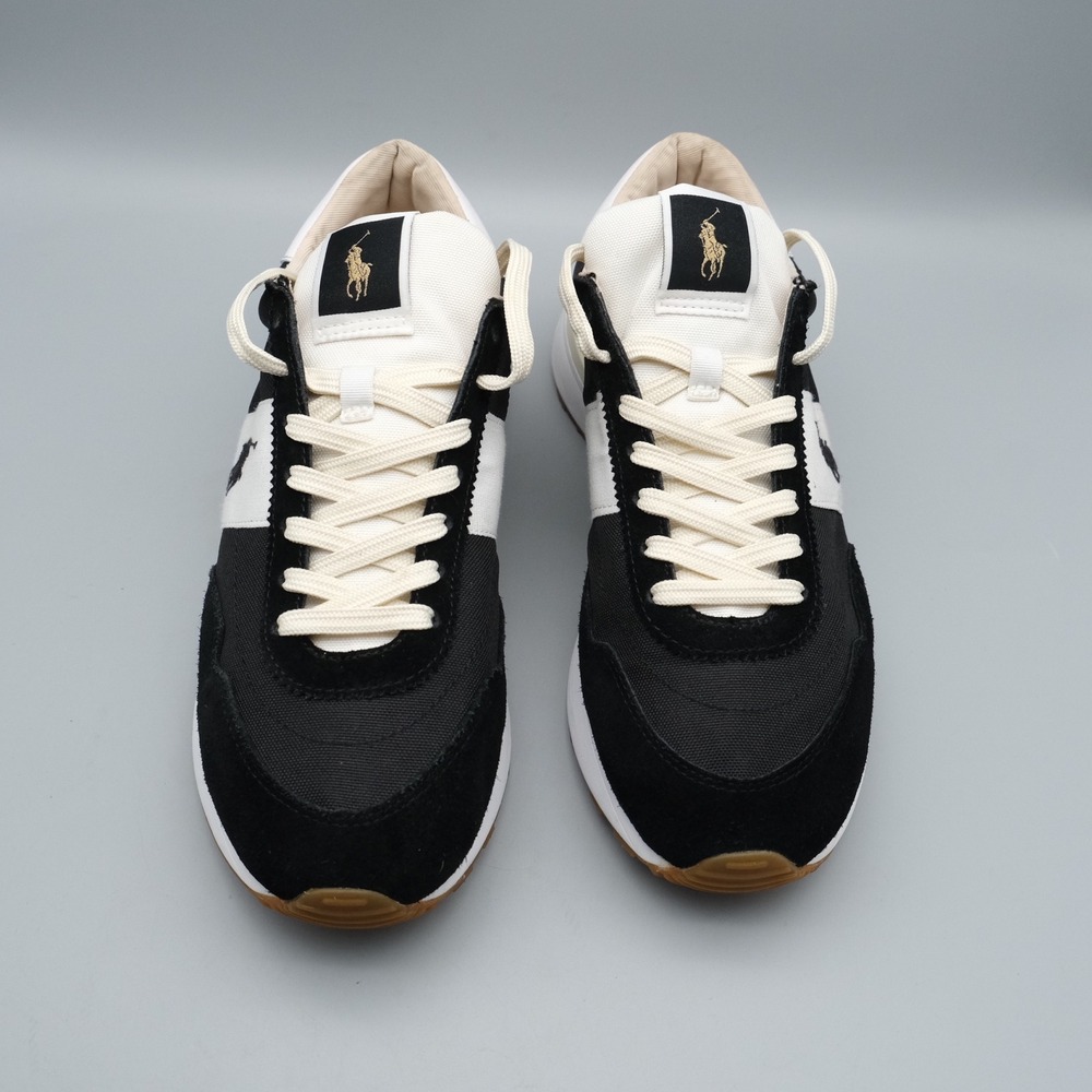Polo Ralph Lauren Train 89 Mens Black White Suede Retro Sneaker 9 Low Top - Picture 11 of 13
